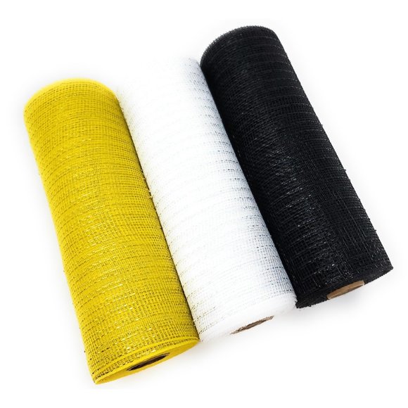 BumbleBee 10" Metallic Deco Mesh Set (Bee Yellow, Floral White, Wing Bla… - Picture 2 of 3